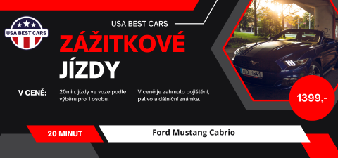 ZÁŽITKOVÁ JÍZDA FORD MUSTANG CABRIO 20 MINUT